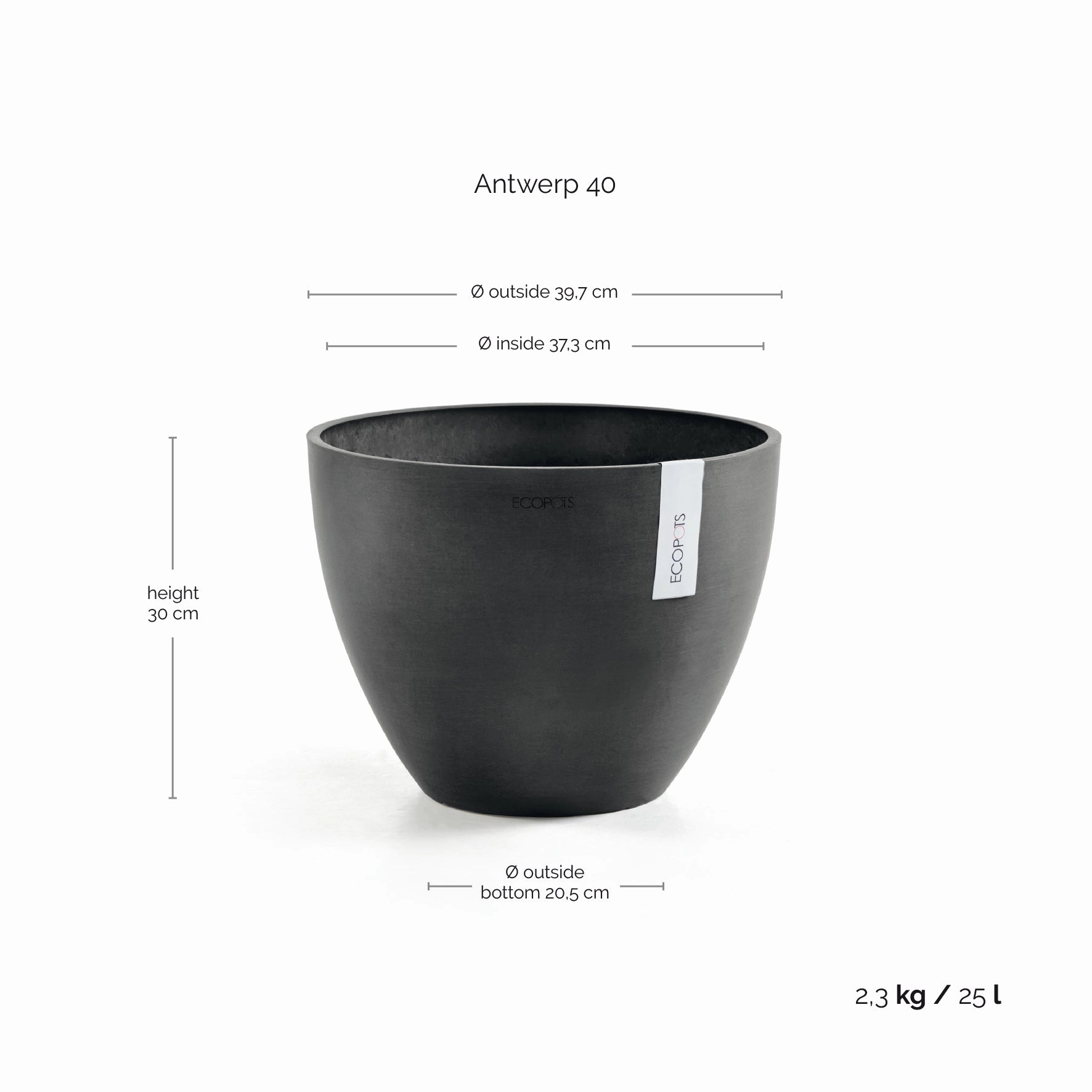 Ecopots Antwerp Dark Grey