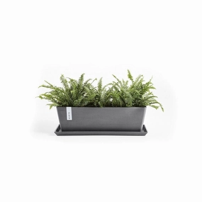 Ecopots Saucer Rectangular Grey hanging garden planters for small spaces