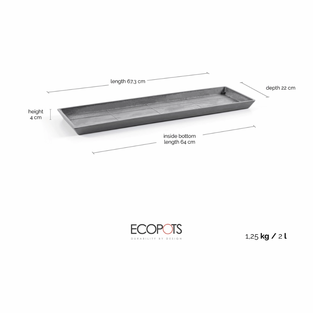 Ecopots Saucer Rectangular Grey