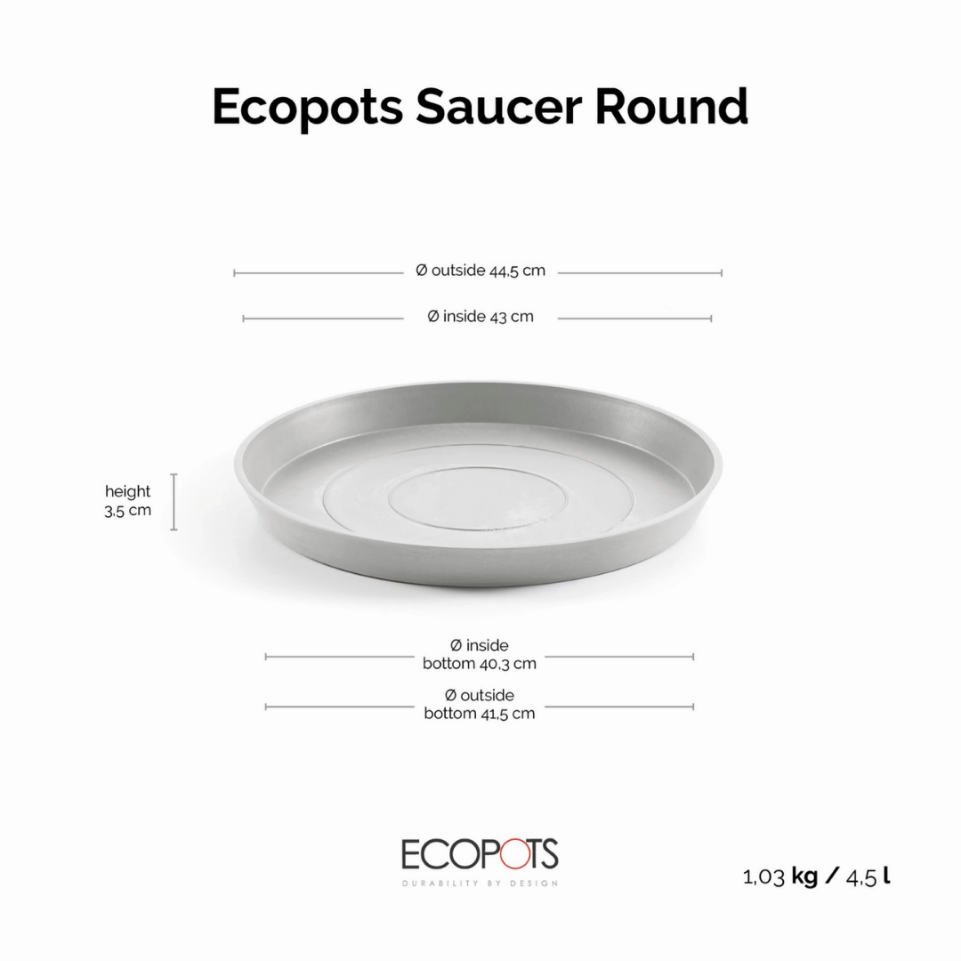 Ecopots Saucer Round White Grey