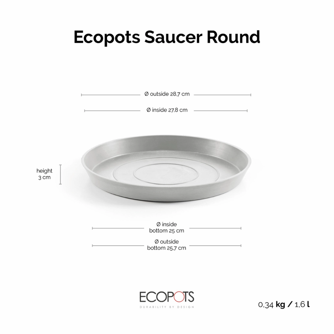 Ecopots Saucer Round White Grey