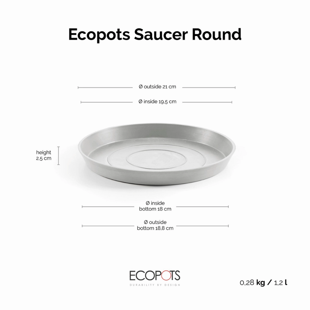 Ecopots Saucer Round White Grey