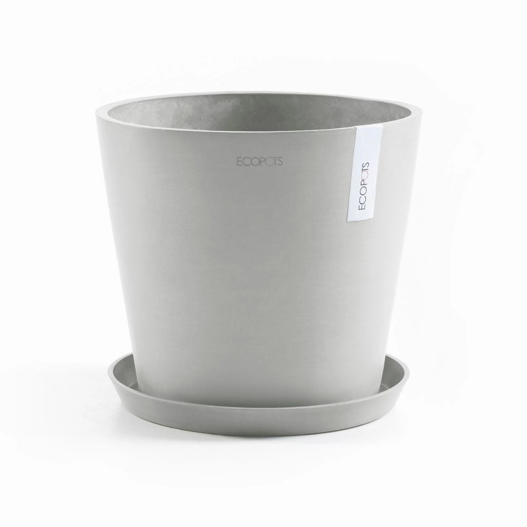 Ecopots Saucer Round White Grey