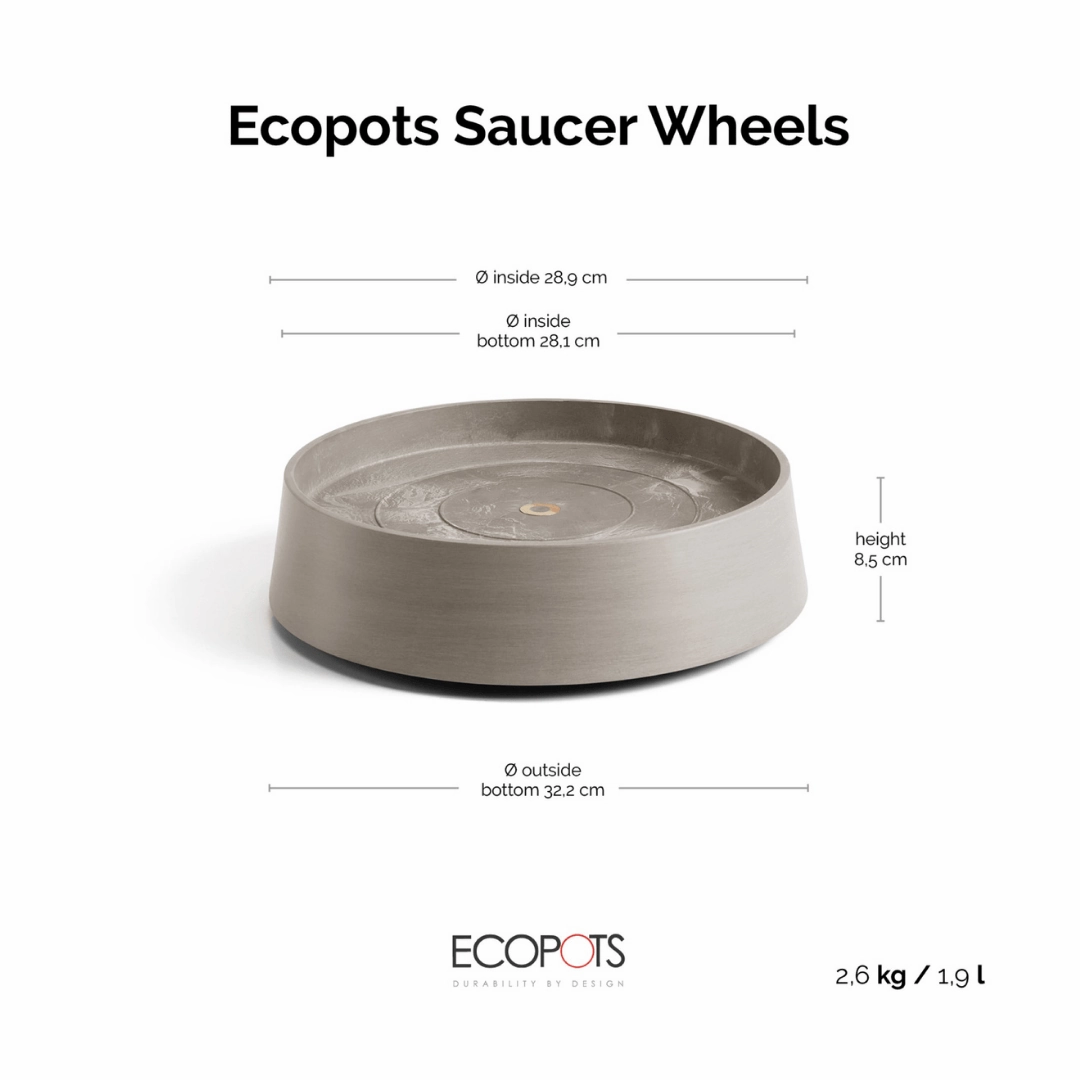 Ecopots Saucer Wheels Oslo Taupe