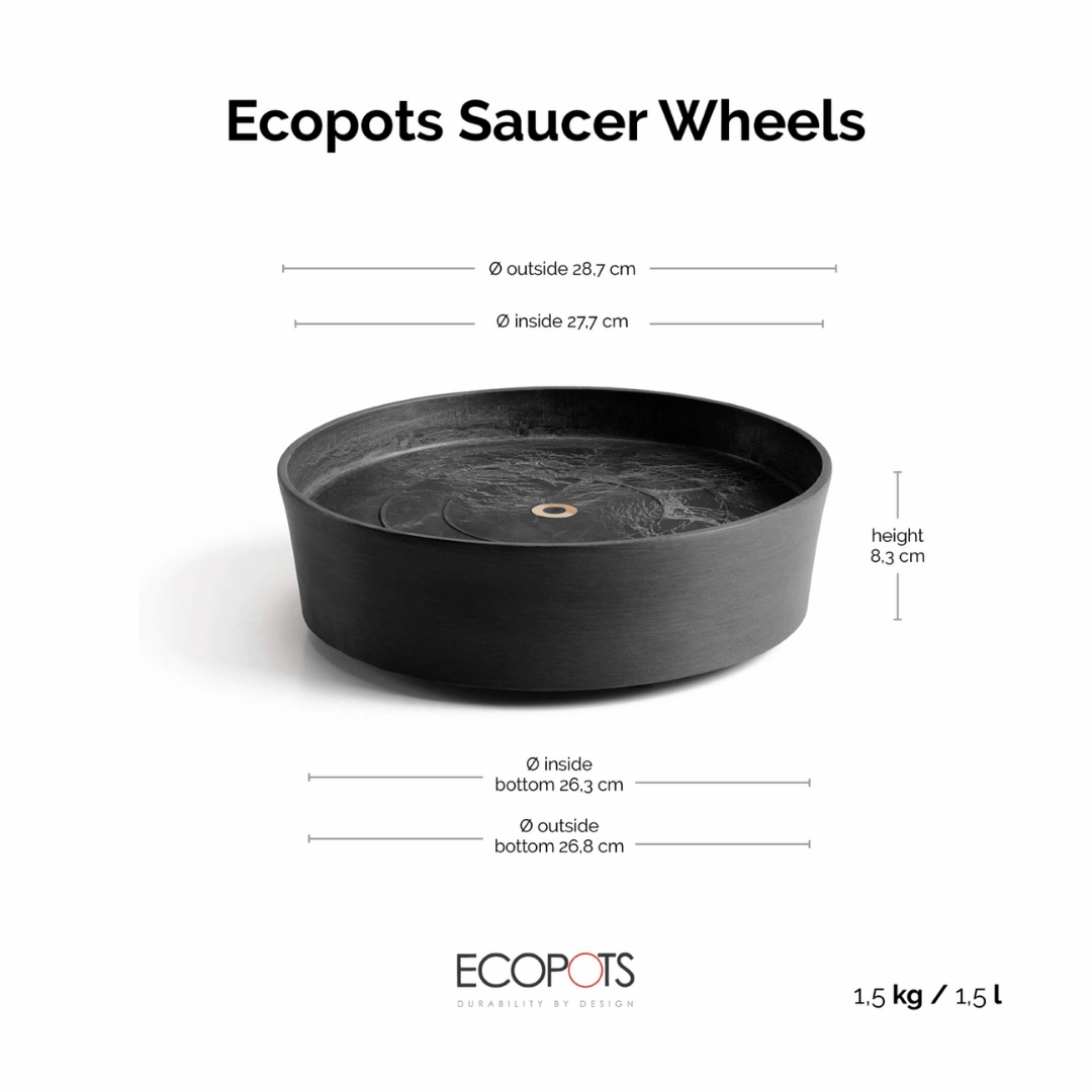 Ecopots Saucer Wheels Round Dark Grey