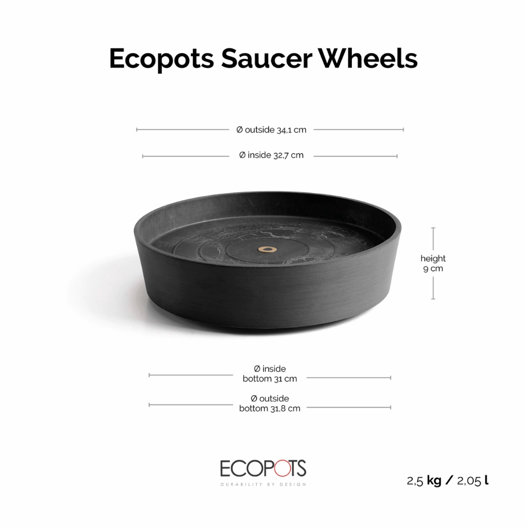 Ecopots Saucer Wheels Round Dark Grey