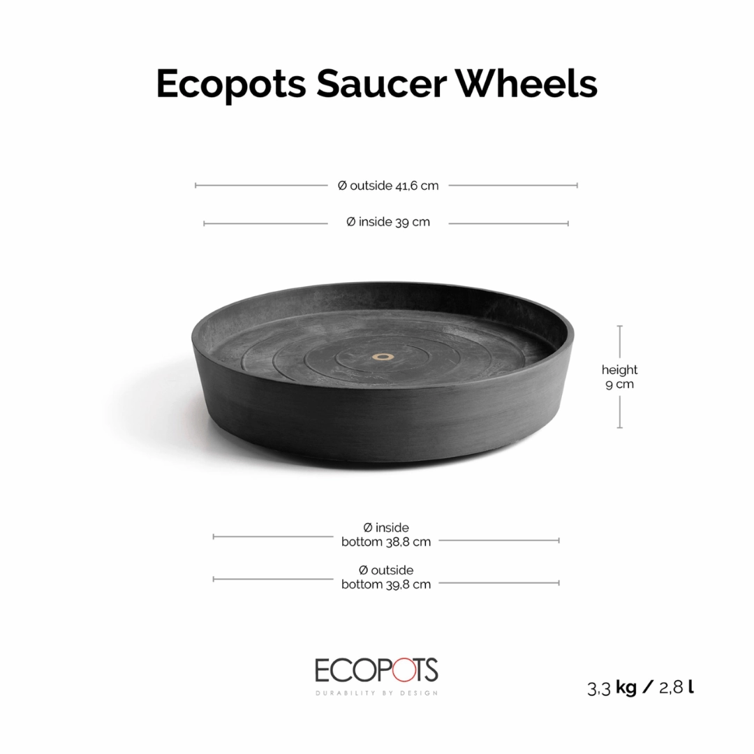 Ecopots Saucer Wheels Round Dark Grey