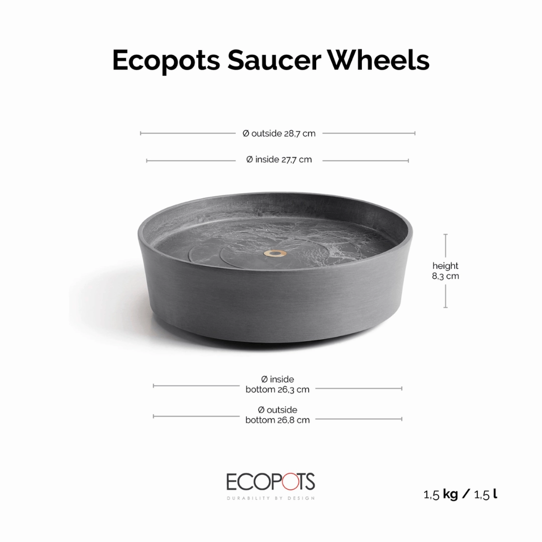 Ecopots Saucer Wheels Round Grey
