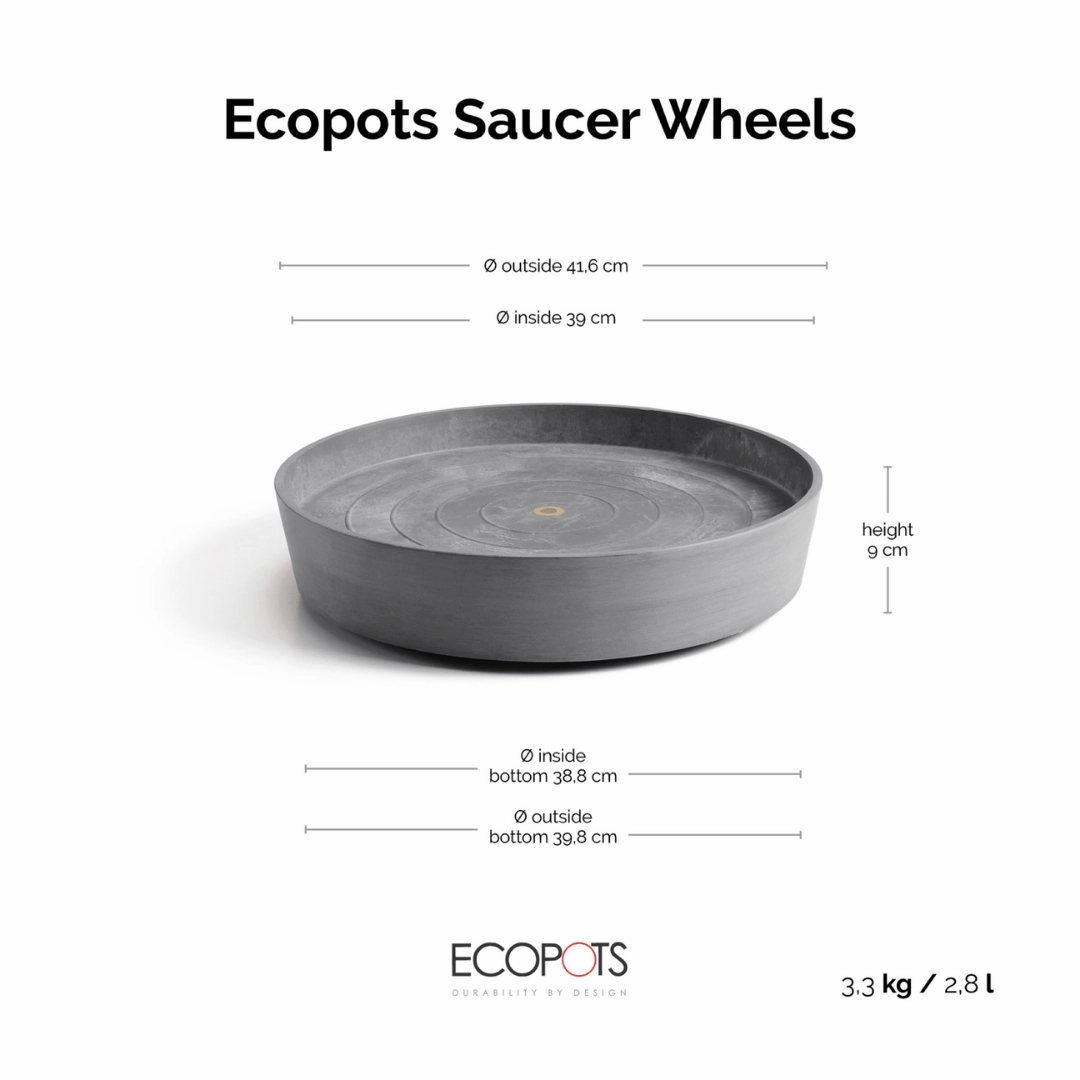 Ecopots Saucer Wheels Round Grey