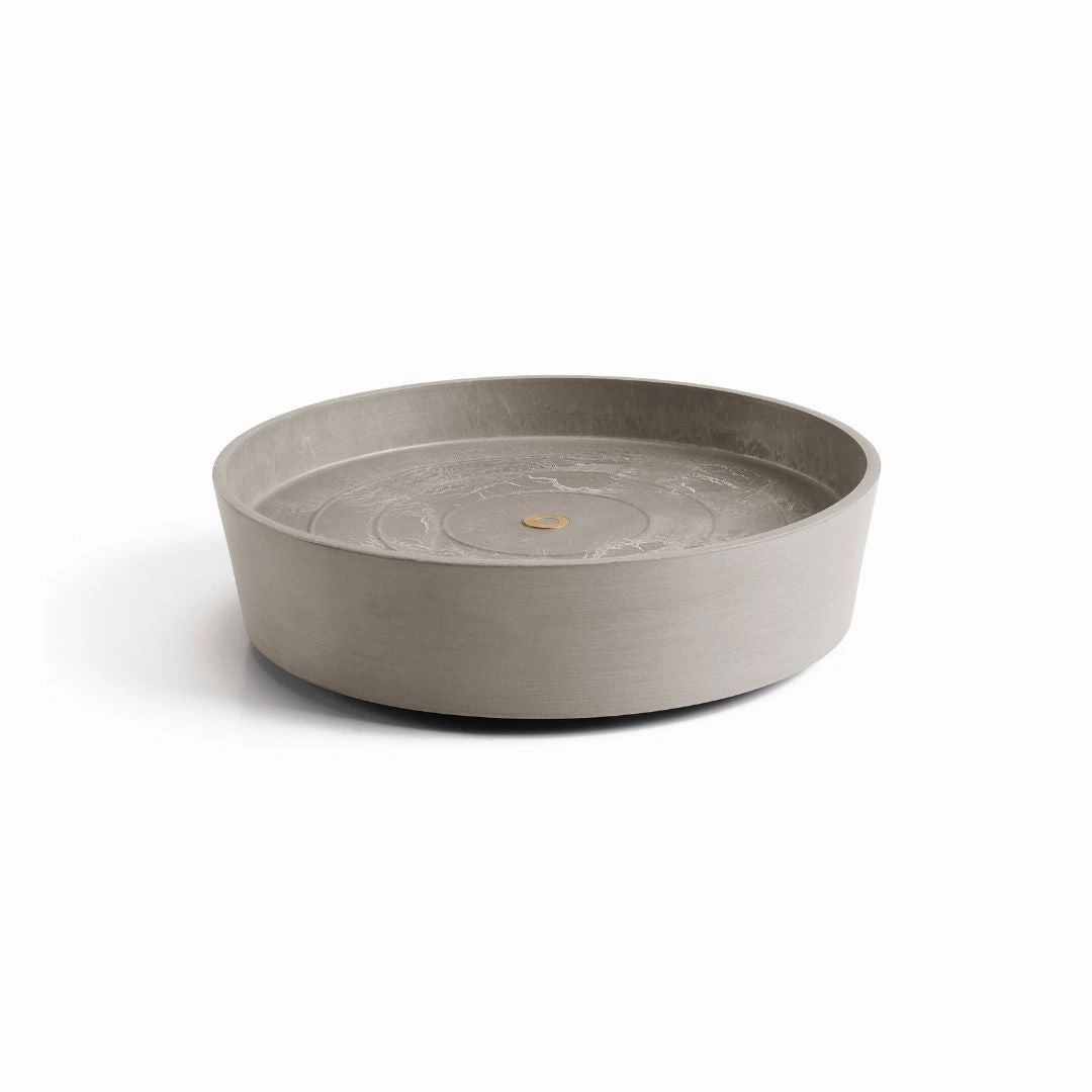 Ecopots Saucer Wheels Round Taupe hanging garden planters for small spaces