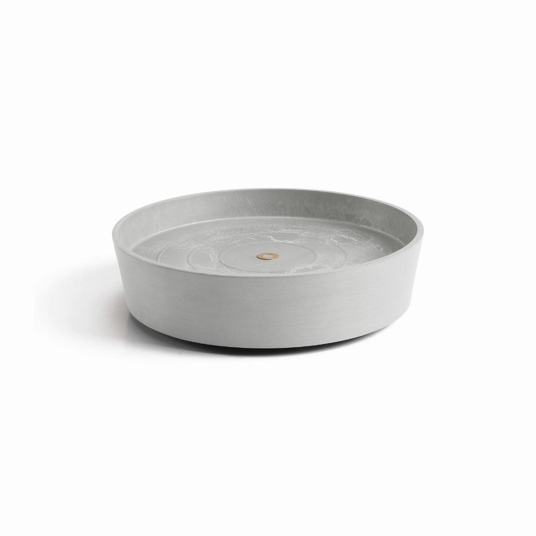 Ecopots Saucer Wheels Round White Grey hanging garden planters for small spaces