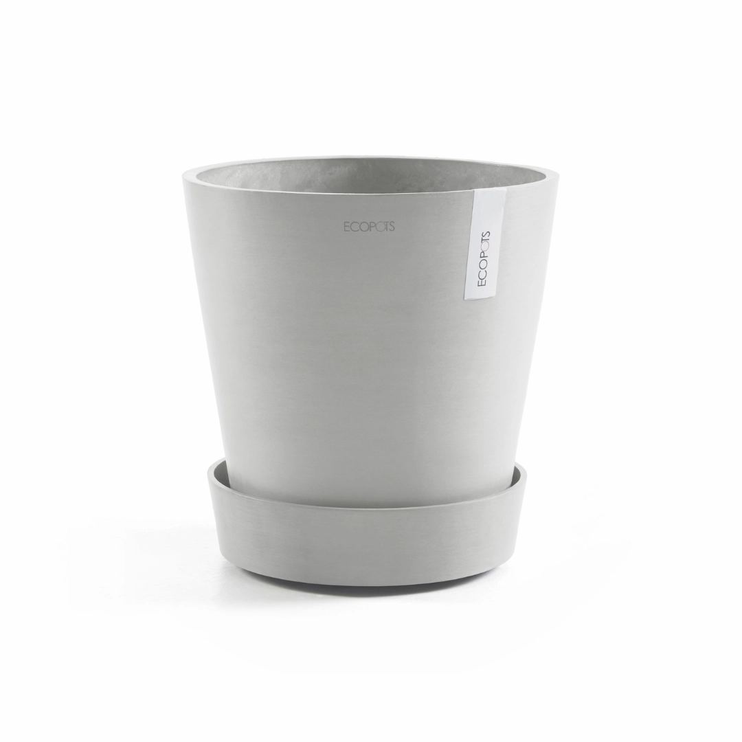 Ecopots Saucer Wheels Round White Grey