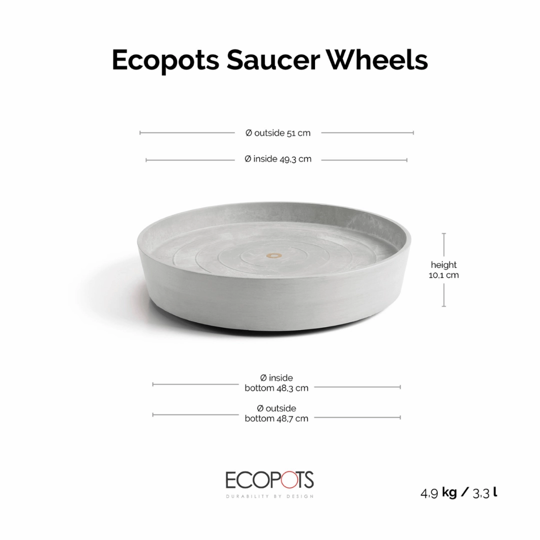 Ecopots Saucer Wheels Round White Grey