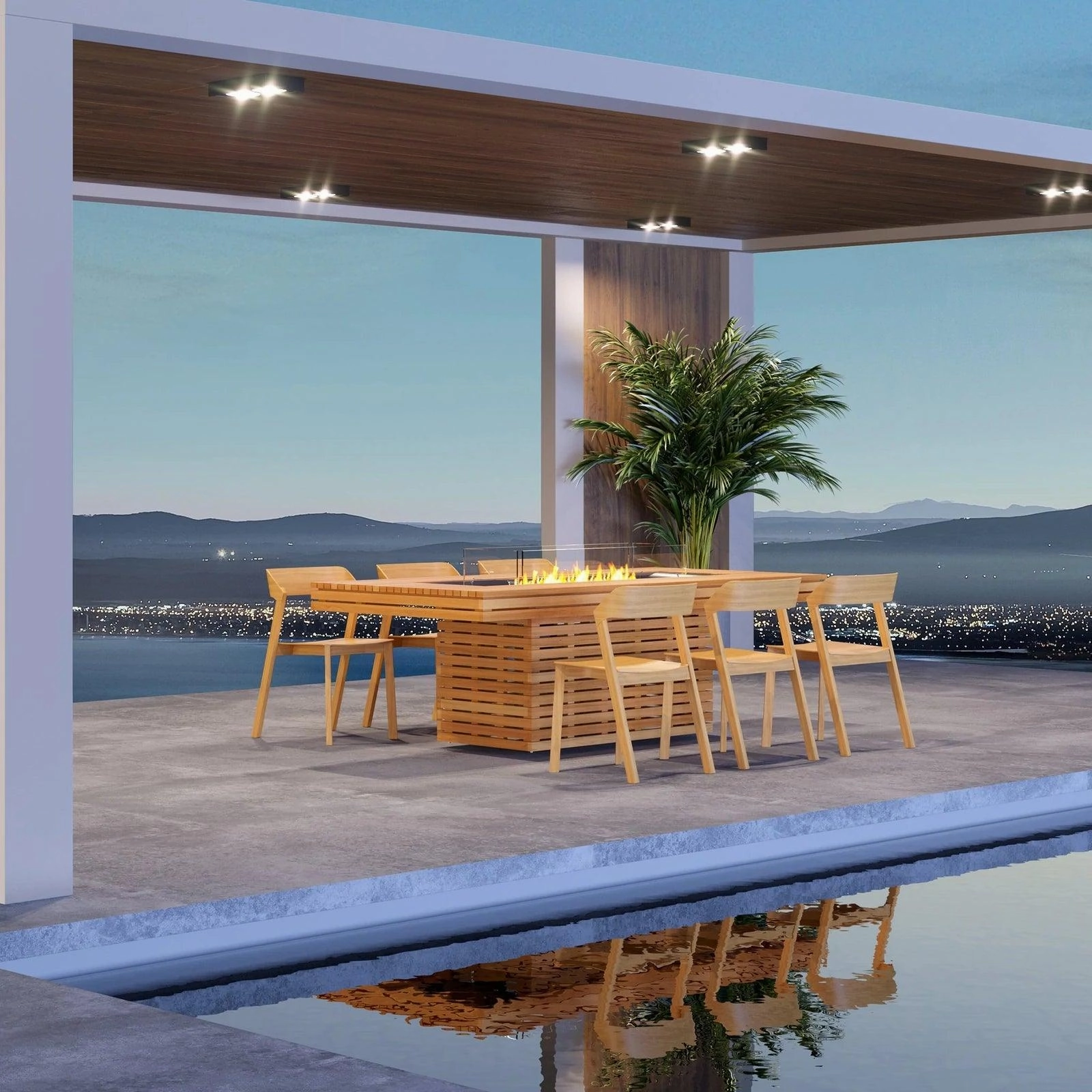 EcoSmart Fire - Gin 90" (Dining) Rectangular Concrete Fire Pit Table