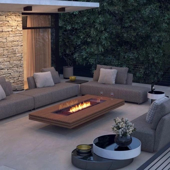EcoSmart Fire - Gin 90"(Low) Rectangular Concrete Fire Pit Table