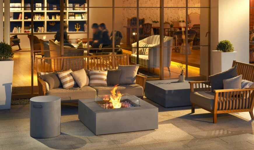 Ecosmart Fire Base 40 Fire Pit Table - Bone Finish / Stainless Steel Burner - ESF.O.BAS.40.BO