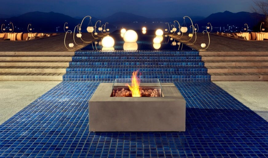 Ecosmart Fire Base 40 Fire Pit Table - Bone Finish / Stainless Steel Burner - ESF.O.BAS.40.BO