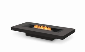 Ecosmart Fire Gin 90 (Low) Fire Pit Table - Graphite Finish / Black Burner - ESF.O.GIN.90.L.GH.Boutdoor fire table set with chairs