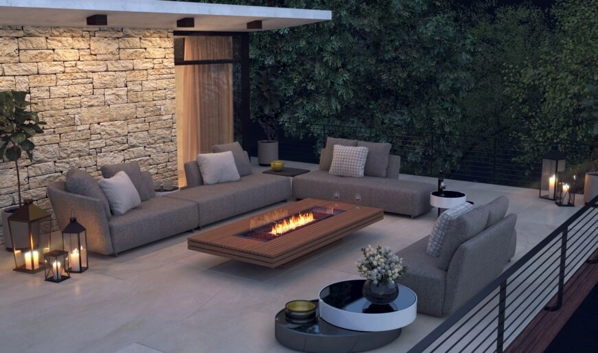 Ecosmart Fire Gin 90 (Low) Fire Pit Table - Graphite Finish / Black Burner - ESF.O.GIN.90.L.GH.B
