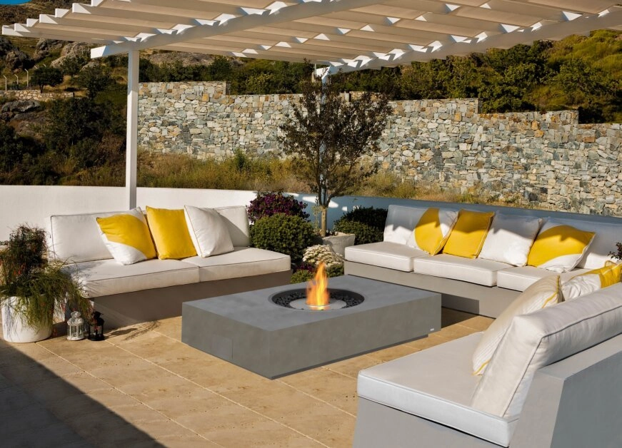 Ecosmart Fire Martini 50 Fire Pit Table - Bone Finish / Stainless Steel Burner - ESF.O.MTI.50.BO