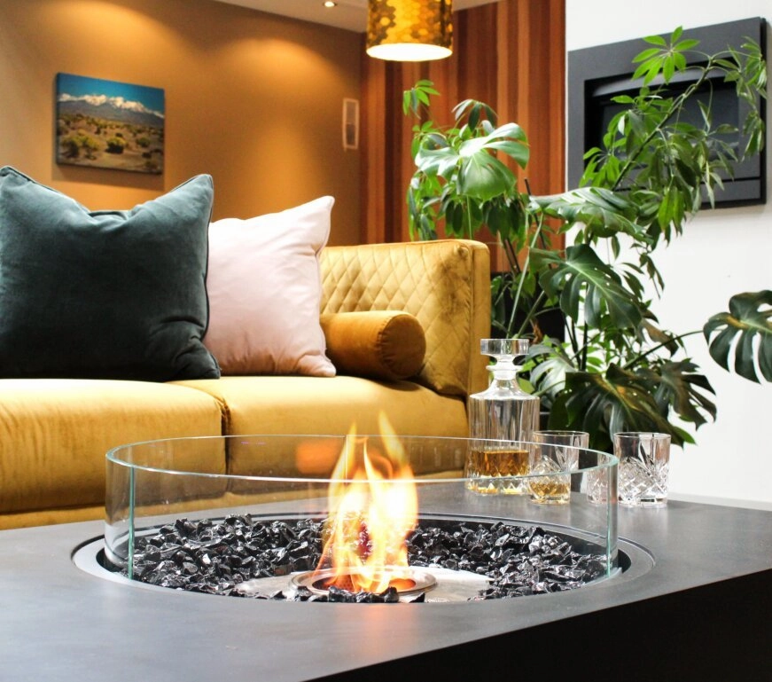 Ecosmart Fire Martini 50 Fire Pit Table - Bone Finish / Stainless Steel Burner - ESF.O.MTI.50.BO