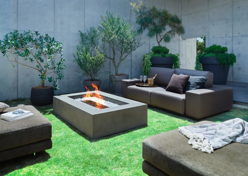 Ecosmart Fire Wharf 65 Fire Pit Table - Natural Finish / Black Burner - ESF.O.WHF.65.NA.B