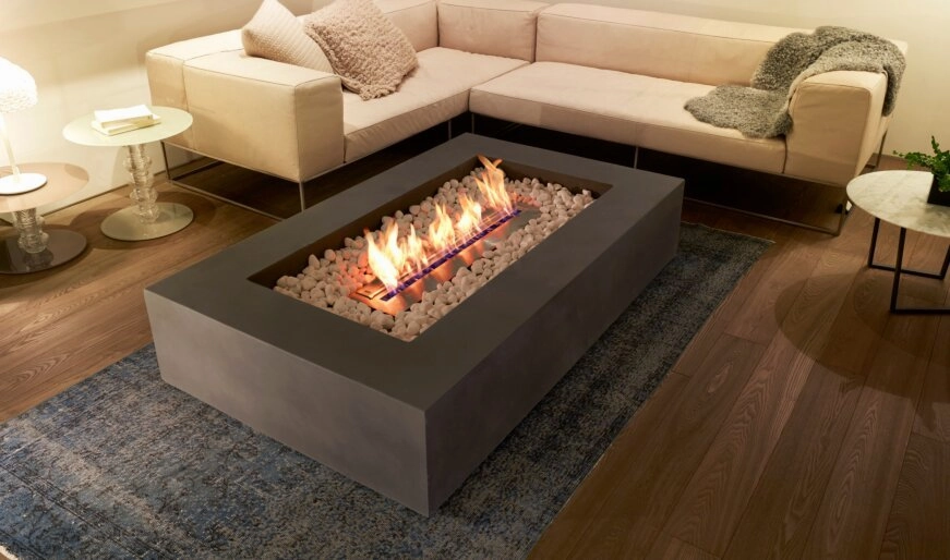 Ecosmart Fire Wharf 65 Fire Pit Table - Natural Finish / Black Burner - ESF.O.WHF.65.NA.B