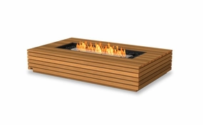 Ecosmart Fire Wharf 65 Fire Pit Table - Teak Finish / Stainless Steel Burner - ESF.O.NOV.600.BO.Boutdoor fire table set with chairs