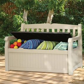 Eden Garden Bench wooden deck storage chest with cushions