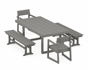 EDGE 5-Piece Dining Set with Benchesoutdoor patio furniture set