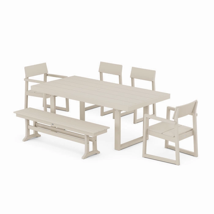 Edge 6 Piece Dining Set with Bench