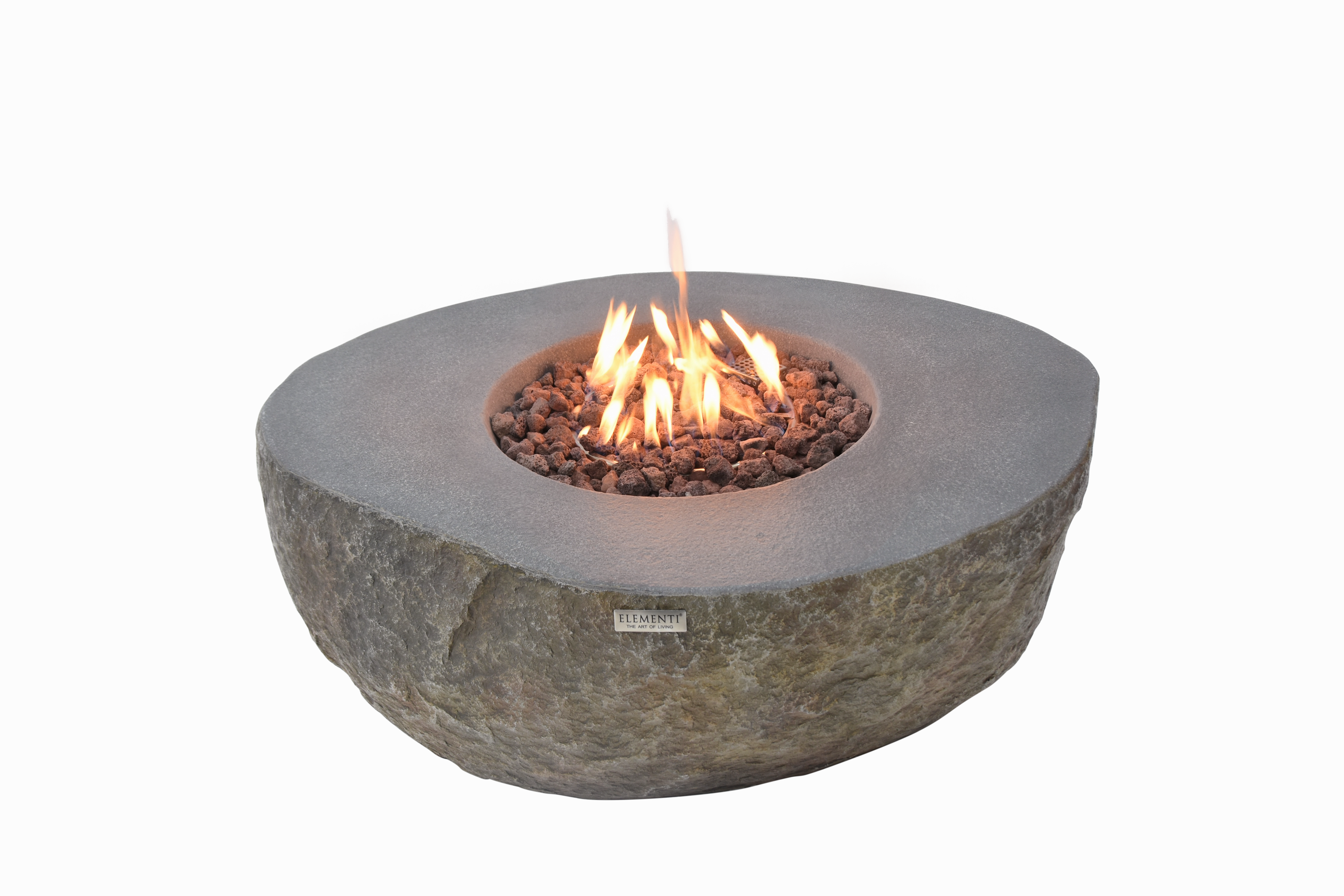 Elementi - Boulder Round Concrete Fire Pit Table OFG110portable outdoor fire pit with lid
