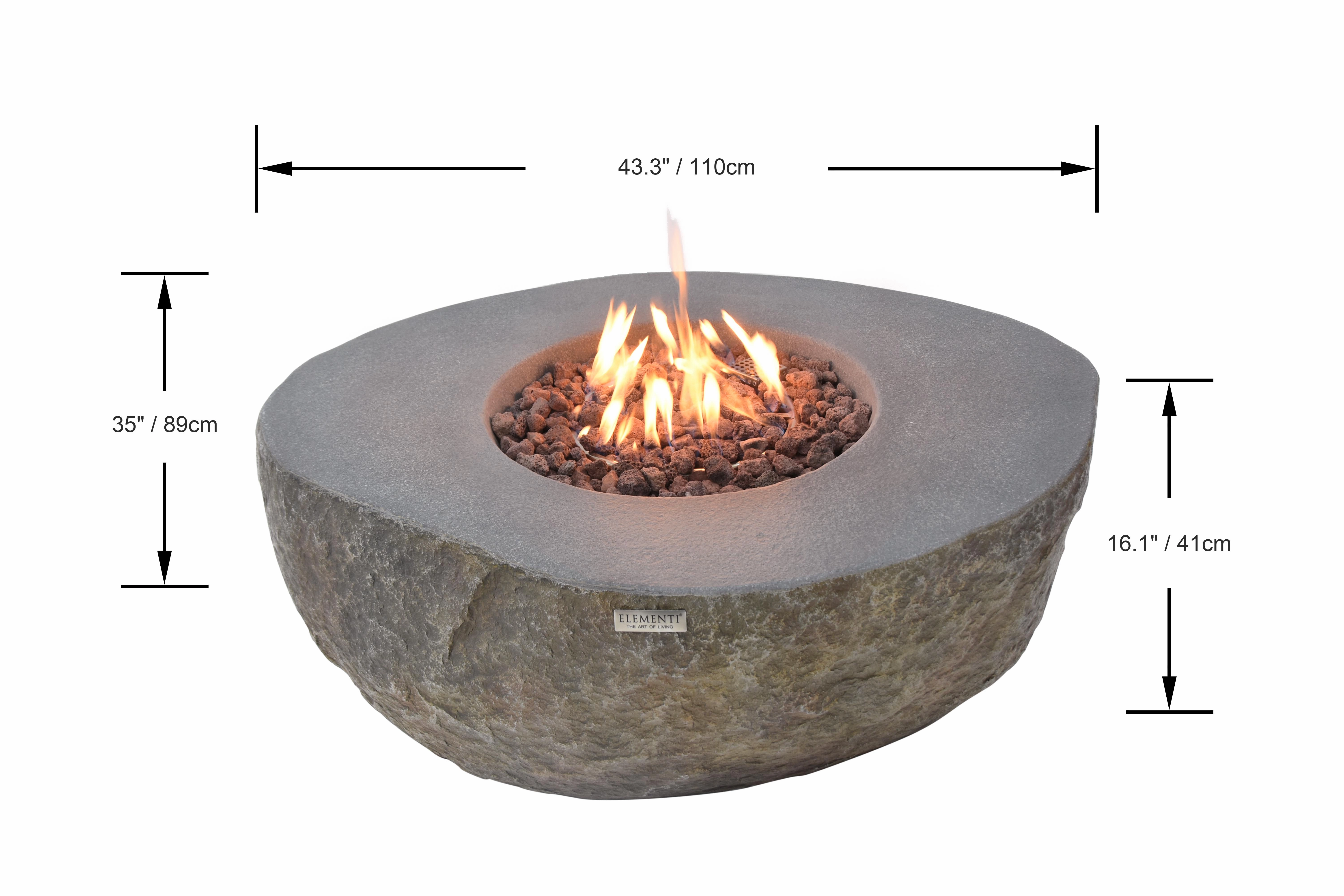 Elementi - Boulder Round Concrete Fire Pit Table OFG110