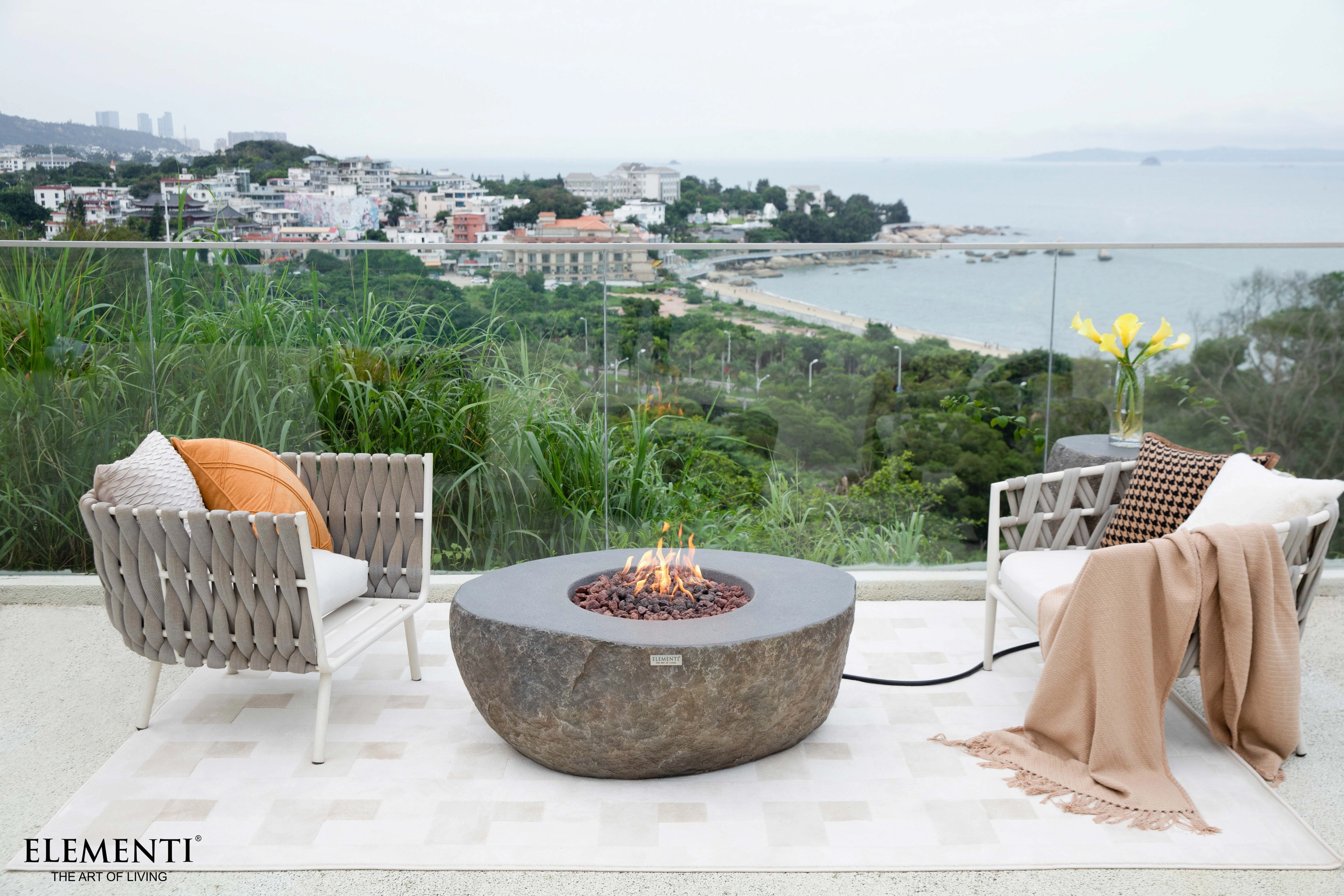 Elementi - Boulder Round Concrete Fire Pit Table OFG110