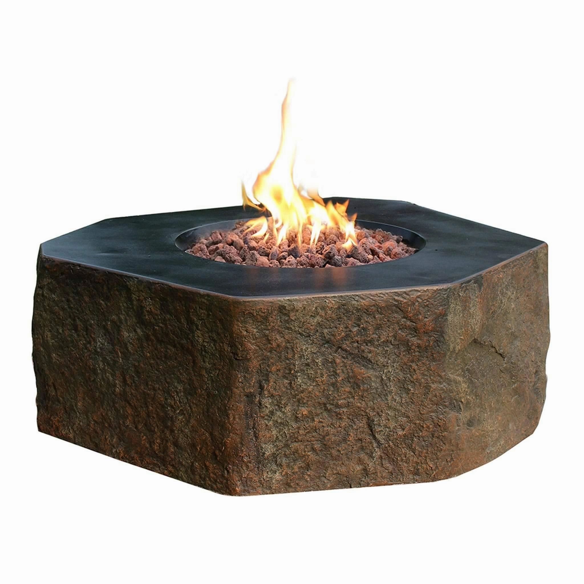 Elementi - Columbia Hexagon Concrete Fire Pit Table OFG105portable outdoor fire pit with lid
