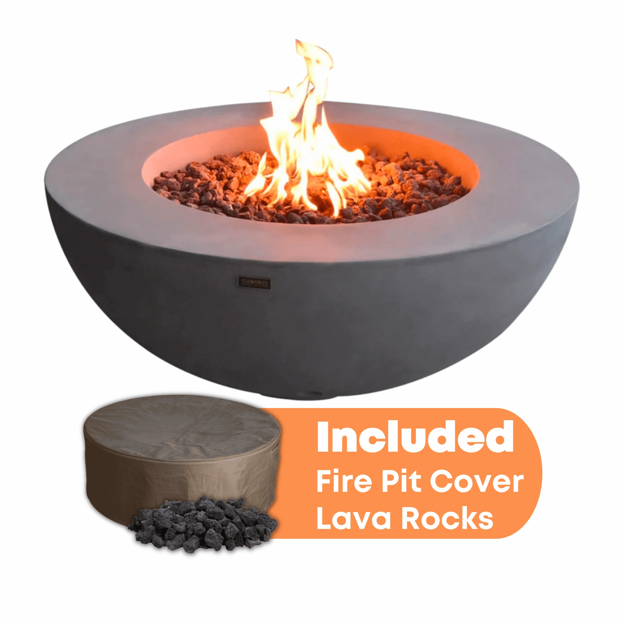 Elementi - Lunar Round Concrete Fire Pit Table OFG101portable outdoor fire pit with lid