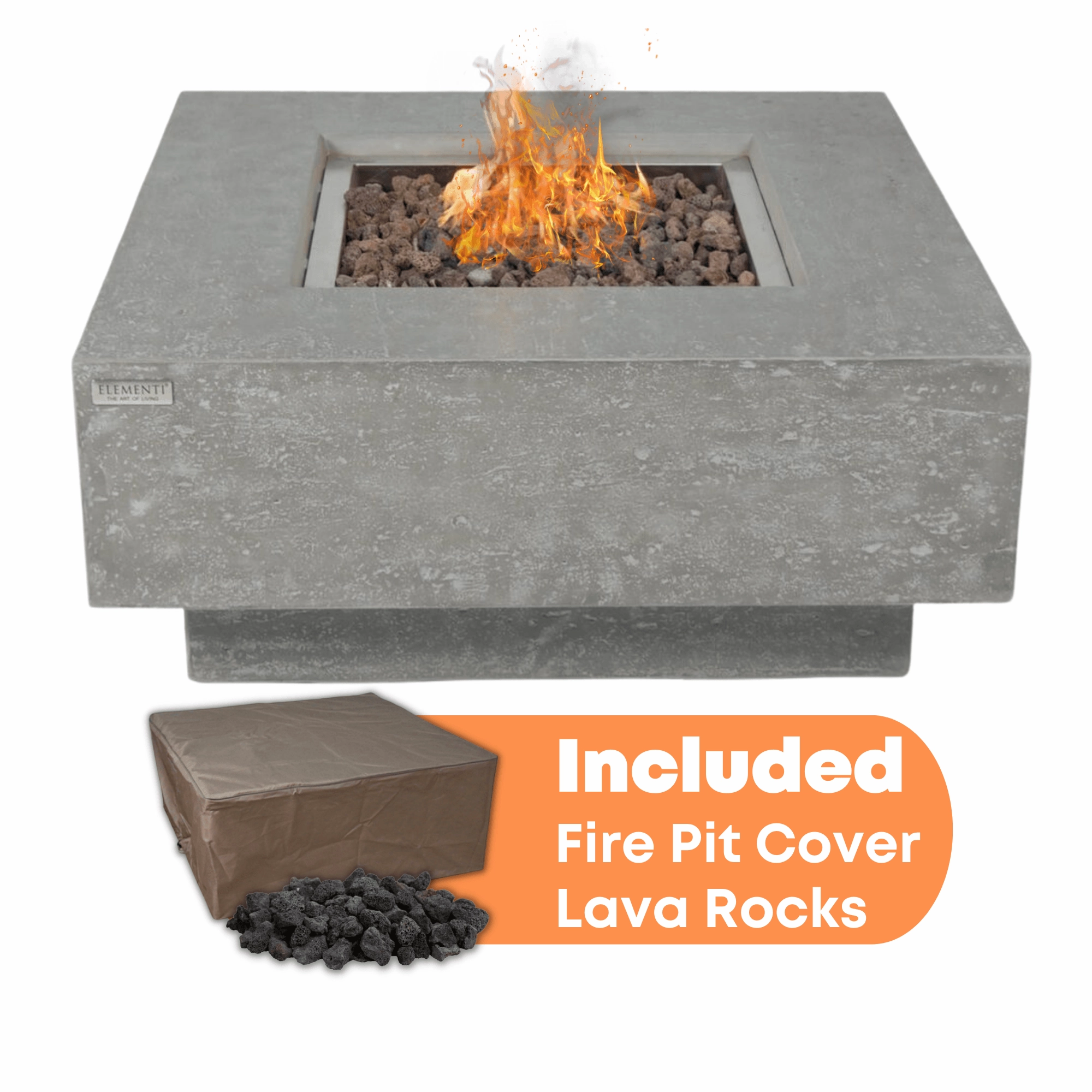 Elementi - Manhattan Square Concrete Fire Pit Table OFG103portable outdoor fire pit with lid