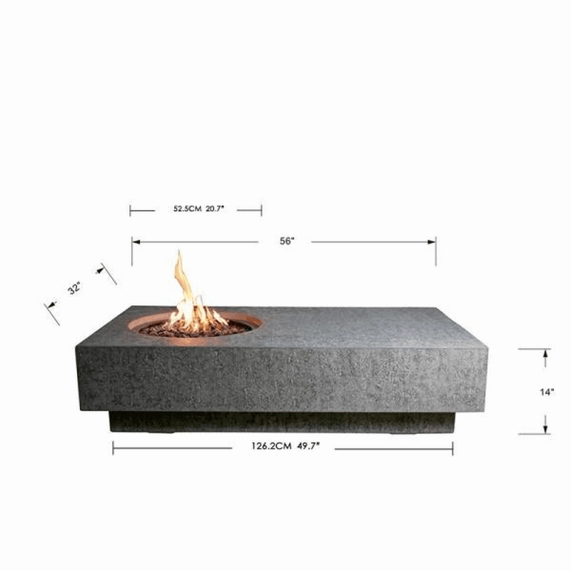 Elementi - Metropolis Rectangle Concrete Fire Pit Table OFG104