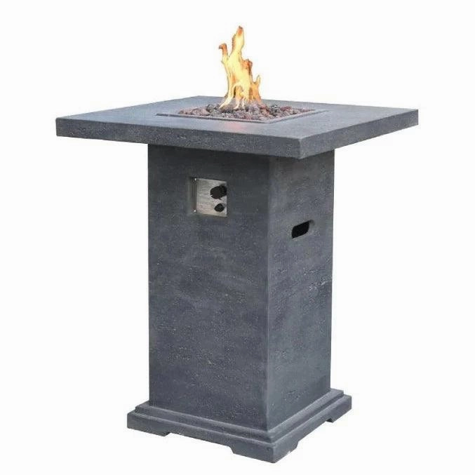 Elementi - Montreal Bar Square Fire Pit Bar Table, Hidden Propane Storage OFG221