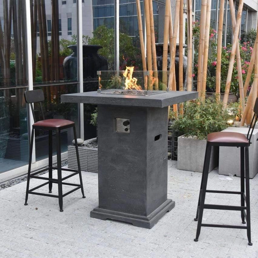 Elementi - Montreal Bar Square Fire Pit Bar Table, Hidden Propane Storage OFG221