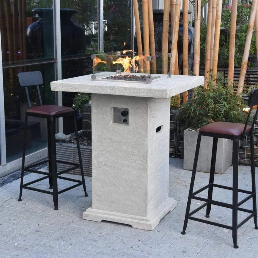Elementi - Montreal Bar Square Fire Pit Bar Table, Hidden Propane Storage OFG221