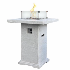 Elementi - Montreal Bar Square Fire Pit Bar Table, Hidden Propane Storage OFG221portable outdoor fire pit with lid