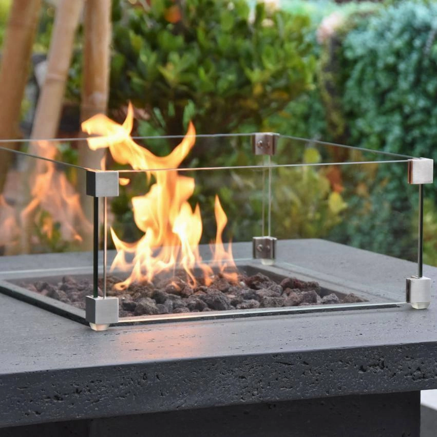 Elementi - Montreal Bar Square Fire Pit Bar Table, Hidden Propane Storage OFG221