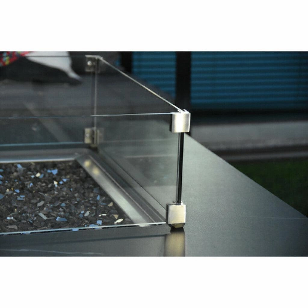 Elementi - Sofia Marble Porcelain Square Fire Pit Table - OFP103BB