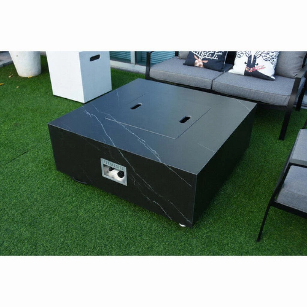 Elementi - Sofia Marble Porcelain Square Fire Pit Table - OFP103BB