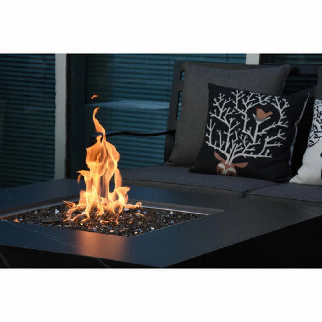 Elementi - Sofia Marble Porcelain Square Fire Pit Table - OFP103BB