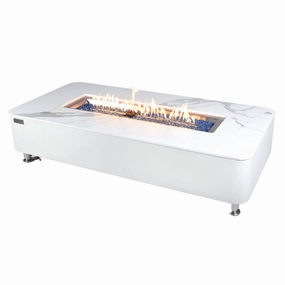 Elementi Plus - Athens Rectangular Marble Concrete Base Fire Pit Table - OFP102BWportable outdoor fire pit with lid