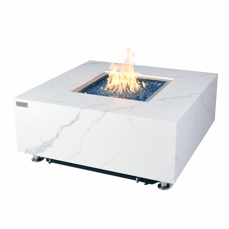Elementi Plus - Bianco Square Marble Fire Pit Table - OFP103BWportable outdoor fire pit with lid
