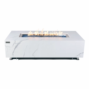 Elementi Plus - Carrara Rectangular Marble Fire Pit Table - OFP121BWportable outdoor fire pit with lid