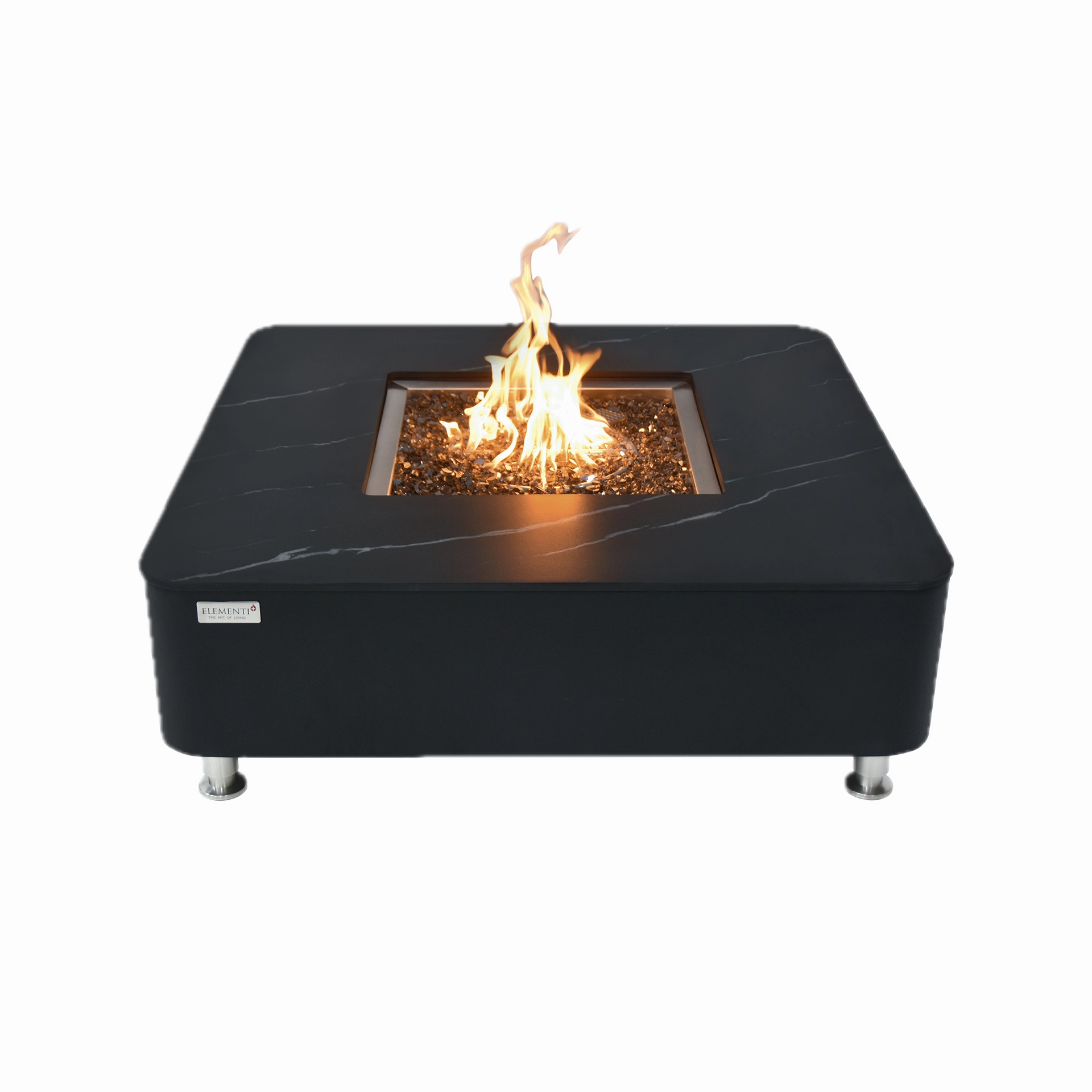 Elementi Plus - Copenhagen 42 Square Porcelain Top Fire Table OFP101BBportable outdoor fire pit with lid